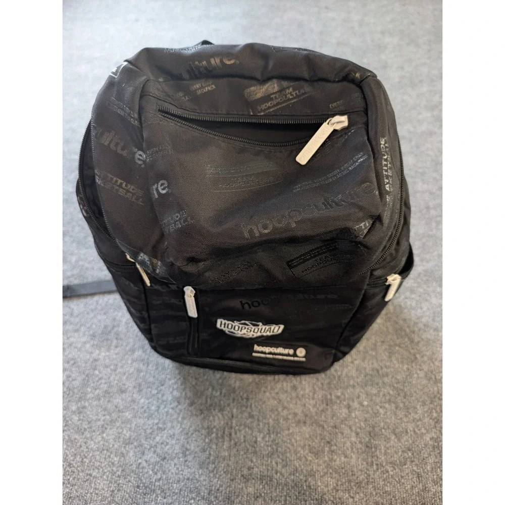 Hoop Culture HOOPSQUAD Basketball Backpack Black Travel Gym Bag Shoes Pocket